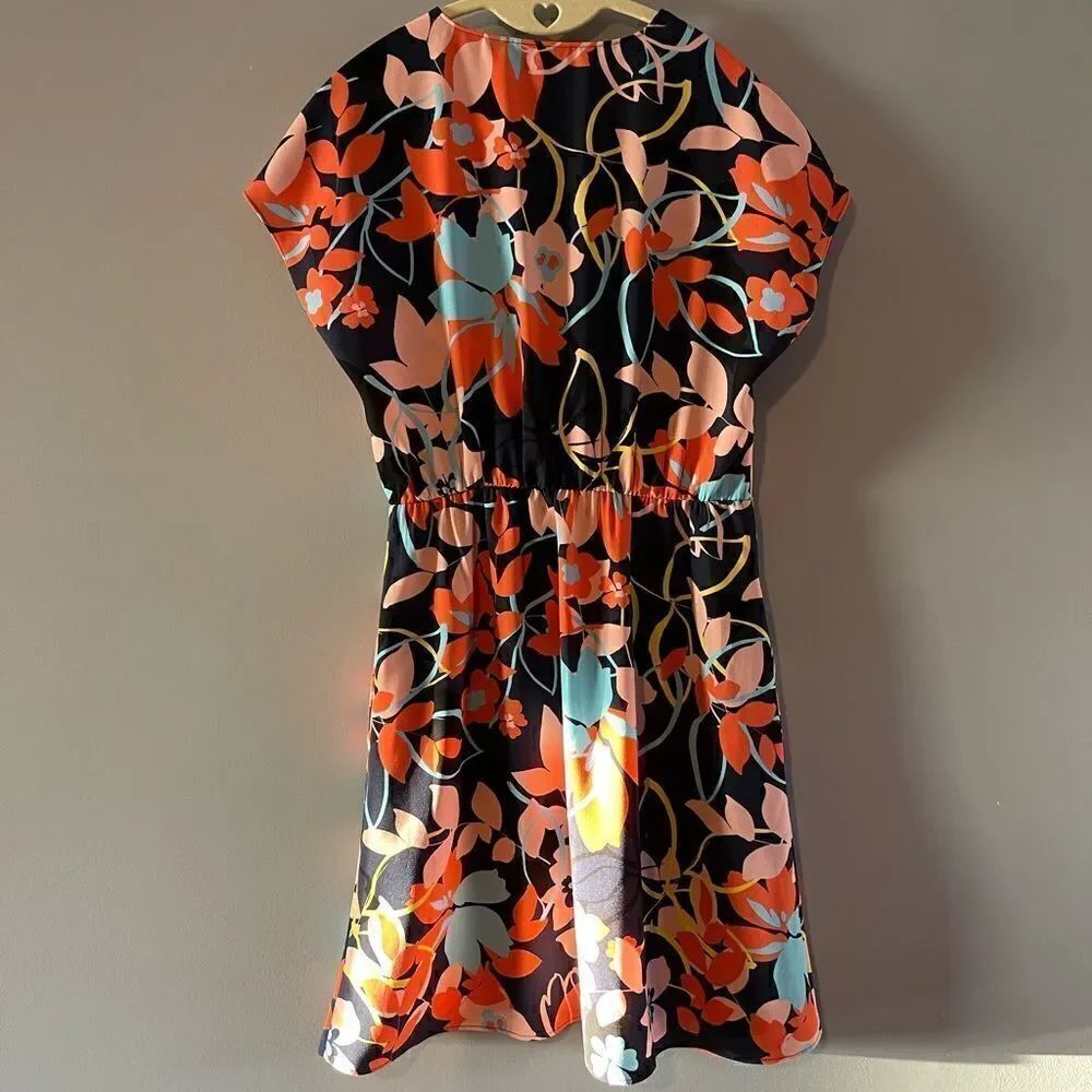 Halogen Floral Flutter Sleeve Multi Color Shift Dress | SZ SP - Picture 3 of 9